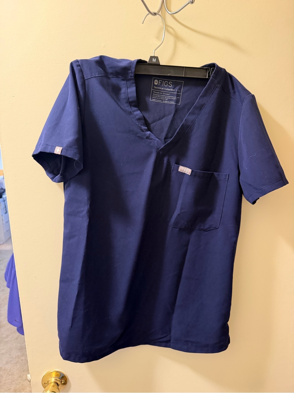 Figs Navy V-Neck Scrub Top